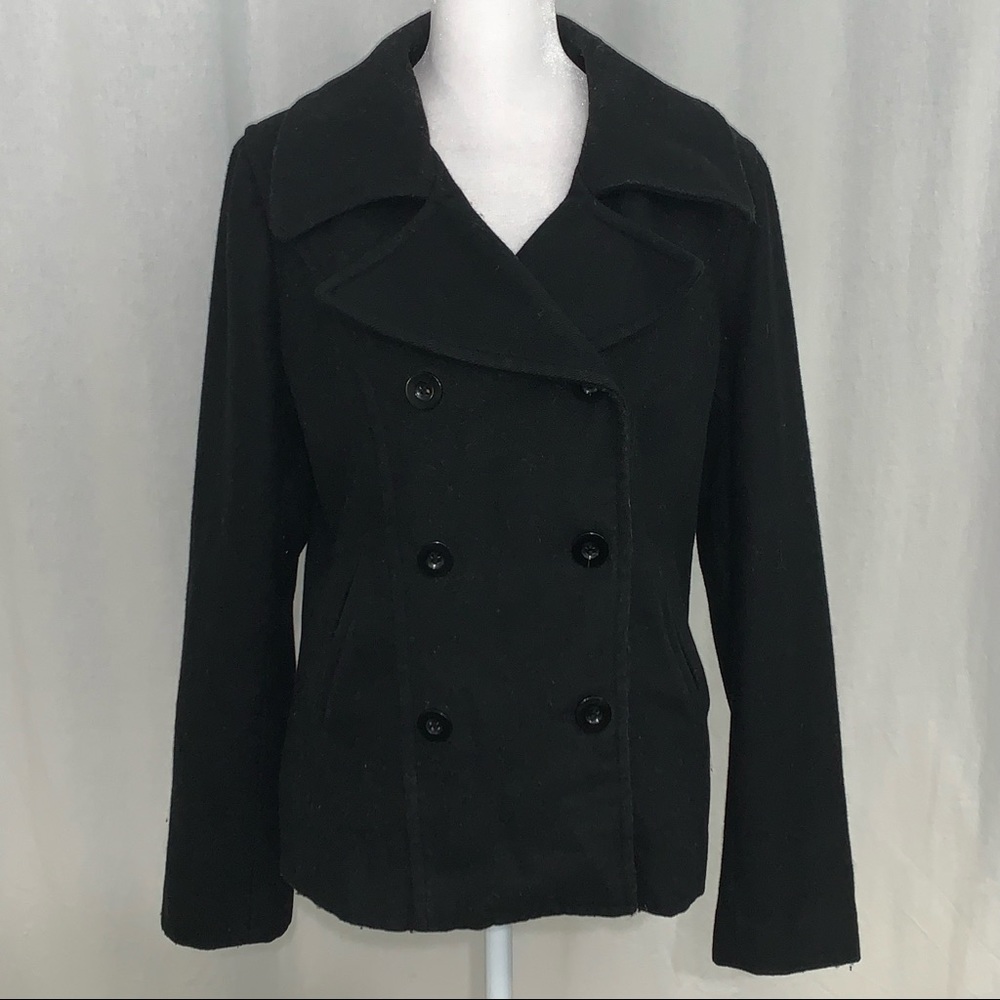 Cello Black Double-Breasted Pea Coat